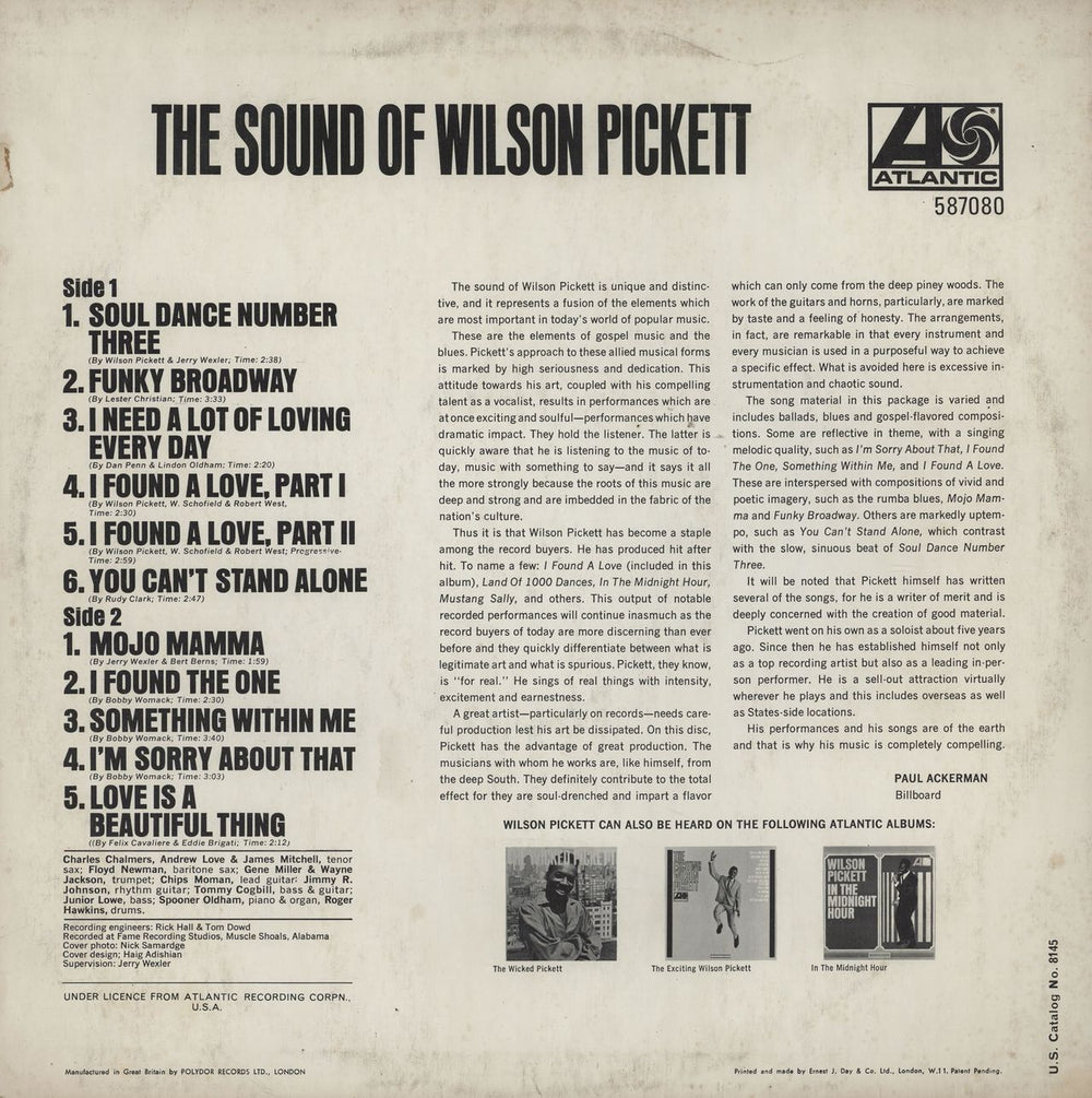 Wilson Pickett The Sound Of Wilson Pickett UK vinyl LP album (LP record)