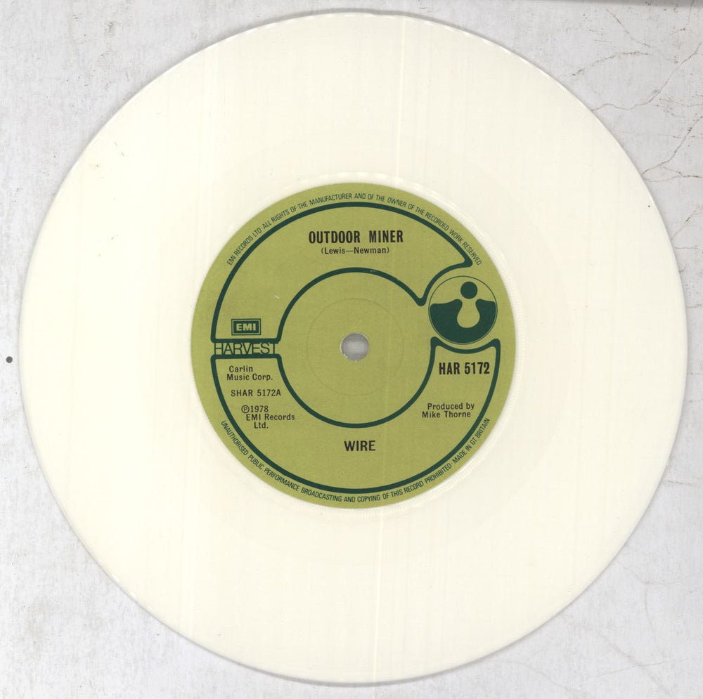 Wire Outdoor Miner - White Vinyl - EX UK 7" vinyl single (7 inch record / 45) WIR07OU821447