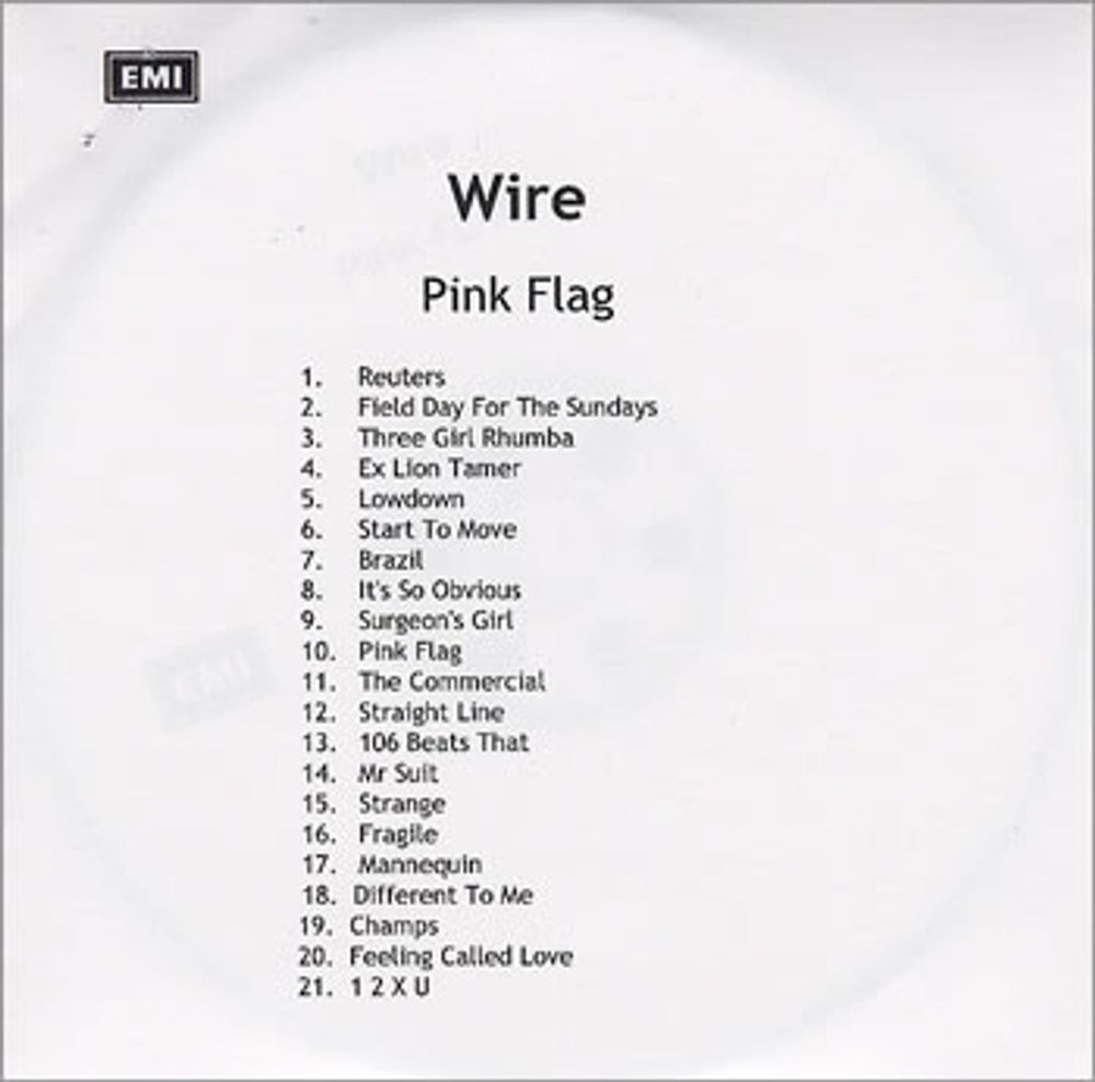 Wire Pink Flag / Chairs Missing / 1 5 4 UK CD-R acetate 3 X CD-R ACETATES