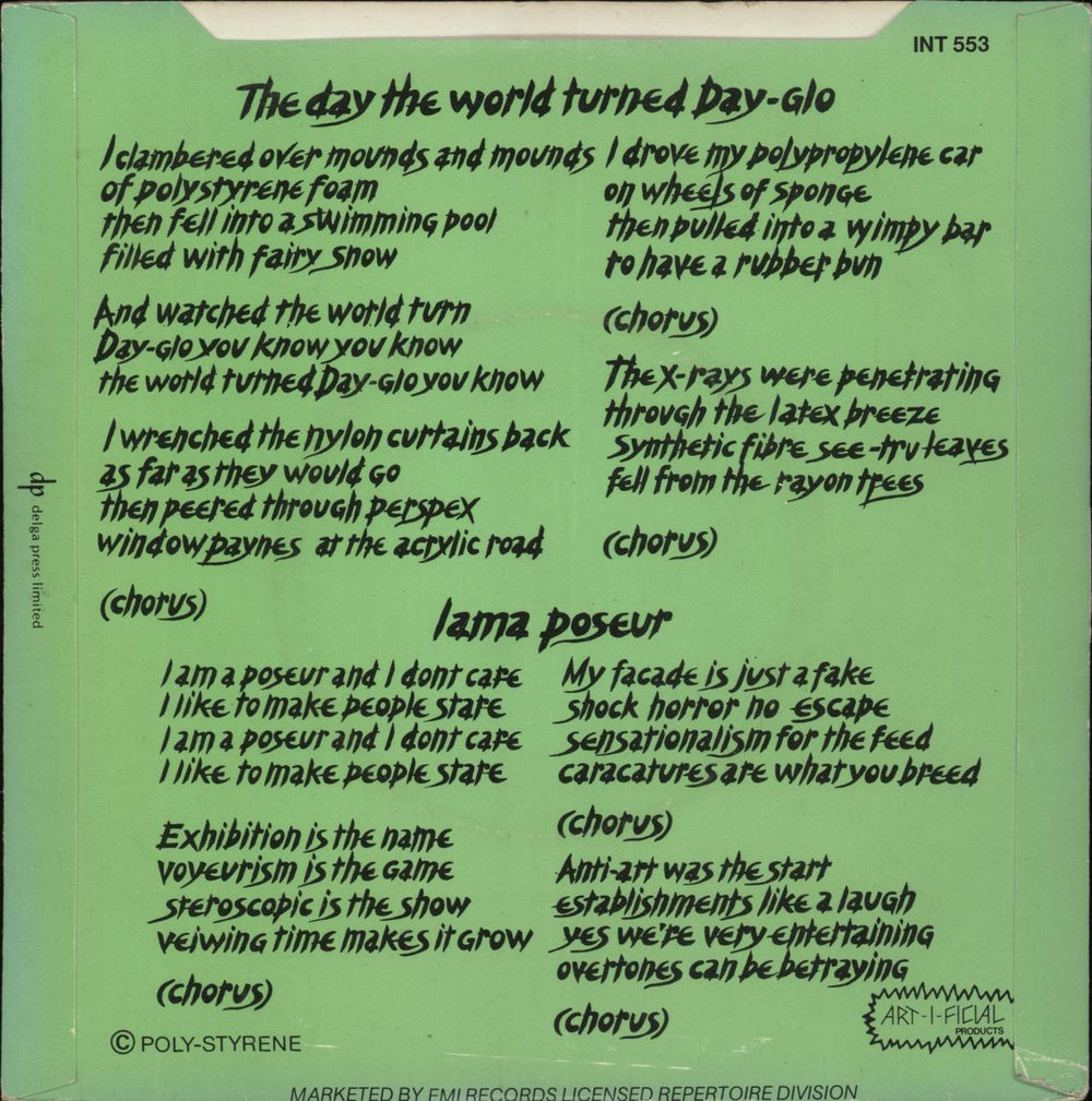 X-Ray Spex The Day The World Turned Day-Glo - Orange - VG UK 7" vinyl single (7 inch record / 45)