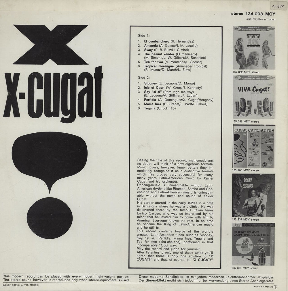 Xavier Cugat X-Cugat! Dutch vinyl LP album (LP record)