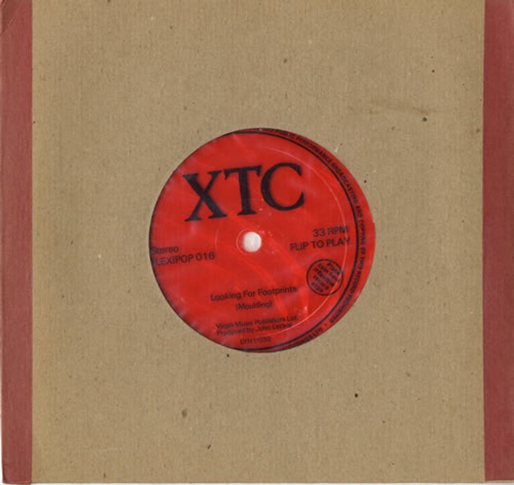 XTC Looking For Footprints - Red Flexi UK 7" vinyl single (7 inch record / 45) FLEXIPOP016