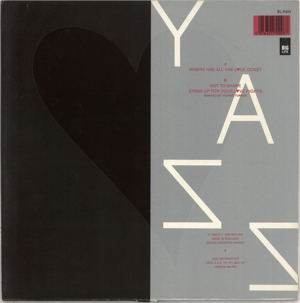 Yazz Where Has All The Love Gone? - Remix UK 12" vinyl single (12 inch record / Maxi-single) 5016721700087