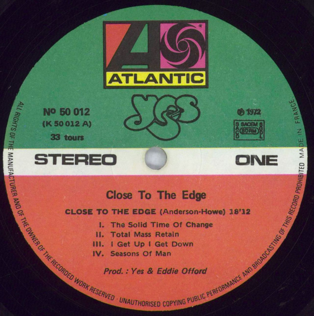 Yes Close To The Edge - EX French vinyl LP album (LP record) YESLPCL826737