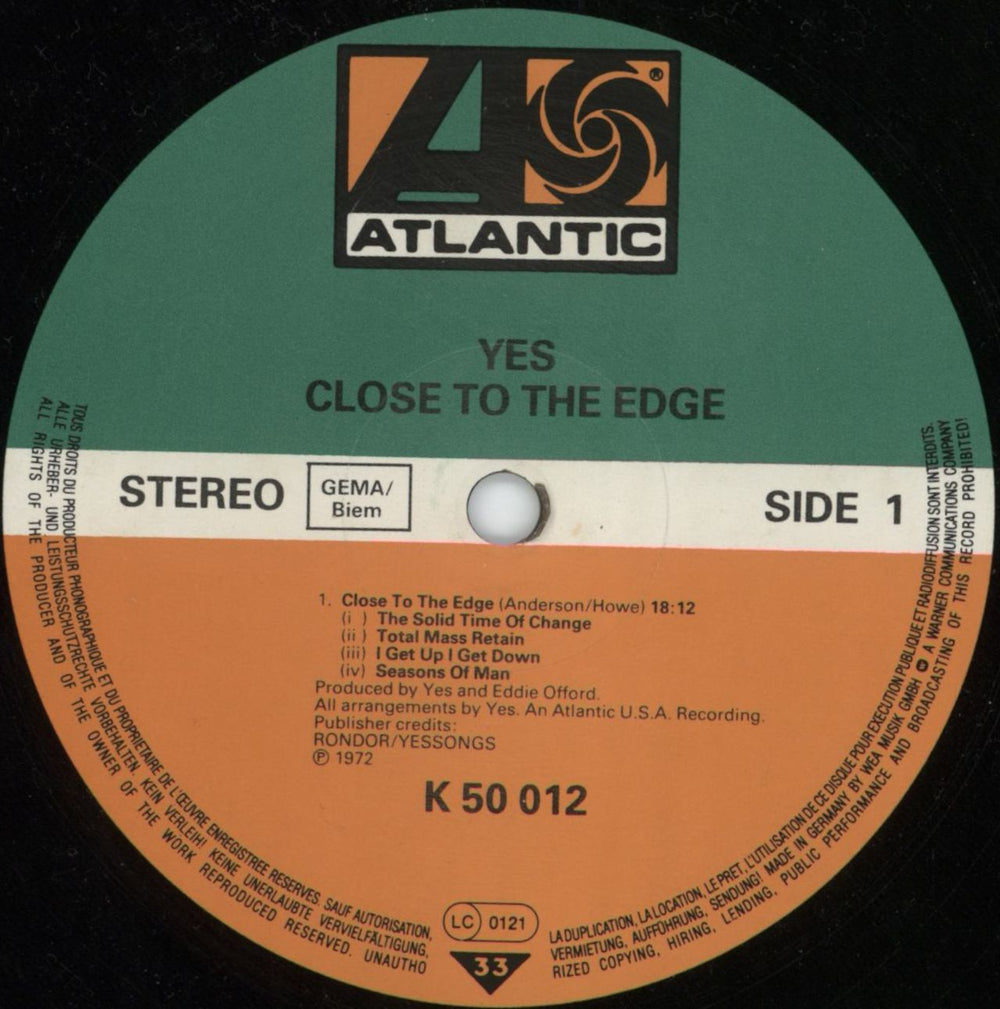 Yes Close To The Edge - Stickered German vinyl LP album (LP record) YESLPCL816199