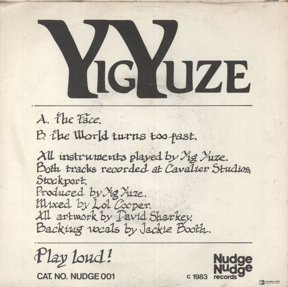 Yigyuze The Face UK 7" vinyl single (7 inch record / 45)