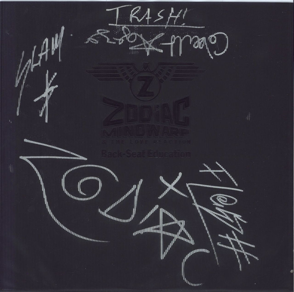 Zodiac Mindwarp Back Seat Education - Rubber Sleeve - Signed + Pass UK 12" vinyl single (12 inch record / Maxi-single) ZODR212