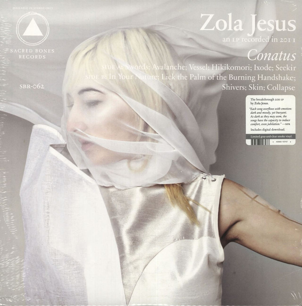 Zola Jesus Conatus - Gray & Clear Smoke Vinyl - Sealed US vinyl LP album (LP record) SBR-062