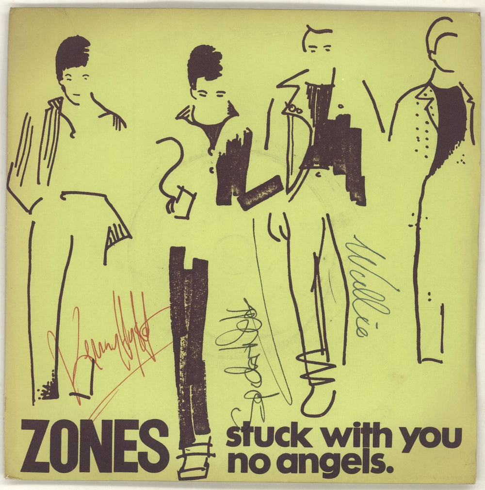 Zones Stuck With You - Autographed UK 7" vinyl single (7 inch record / 45) ZUM4