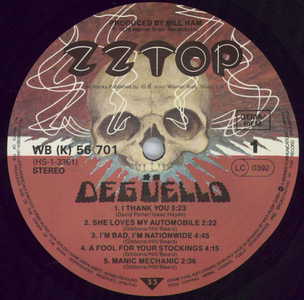 ZZ Top Degüello German vinyl LP album (LP record) ZZTLPDE348396