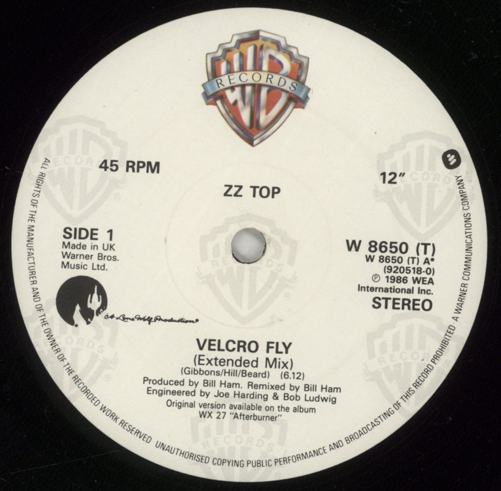 ZZ Top Velcro Fly UK 12" vinyl single (12 inch record / Maxi-single) ZZT12VE226265